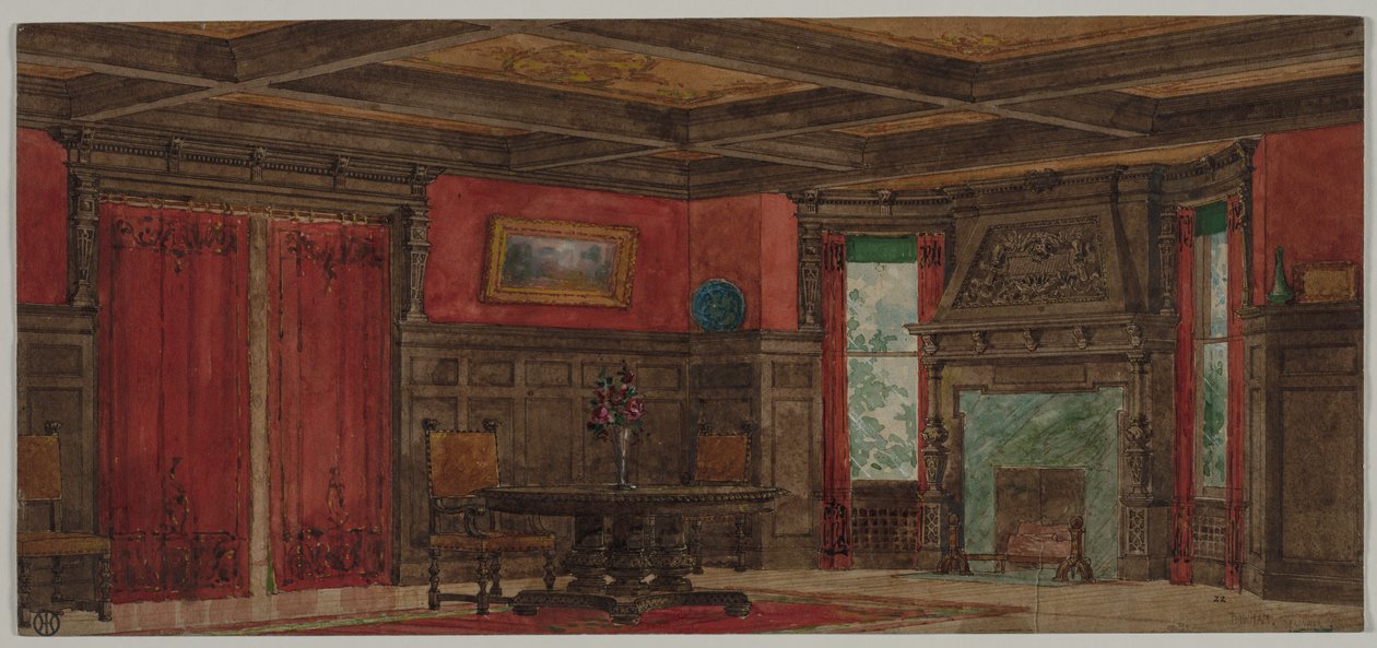 Rendering for Interior Design, por volta de 1880 a 1900. de August Frederick Biehle