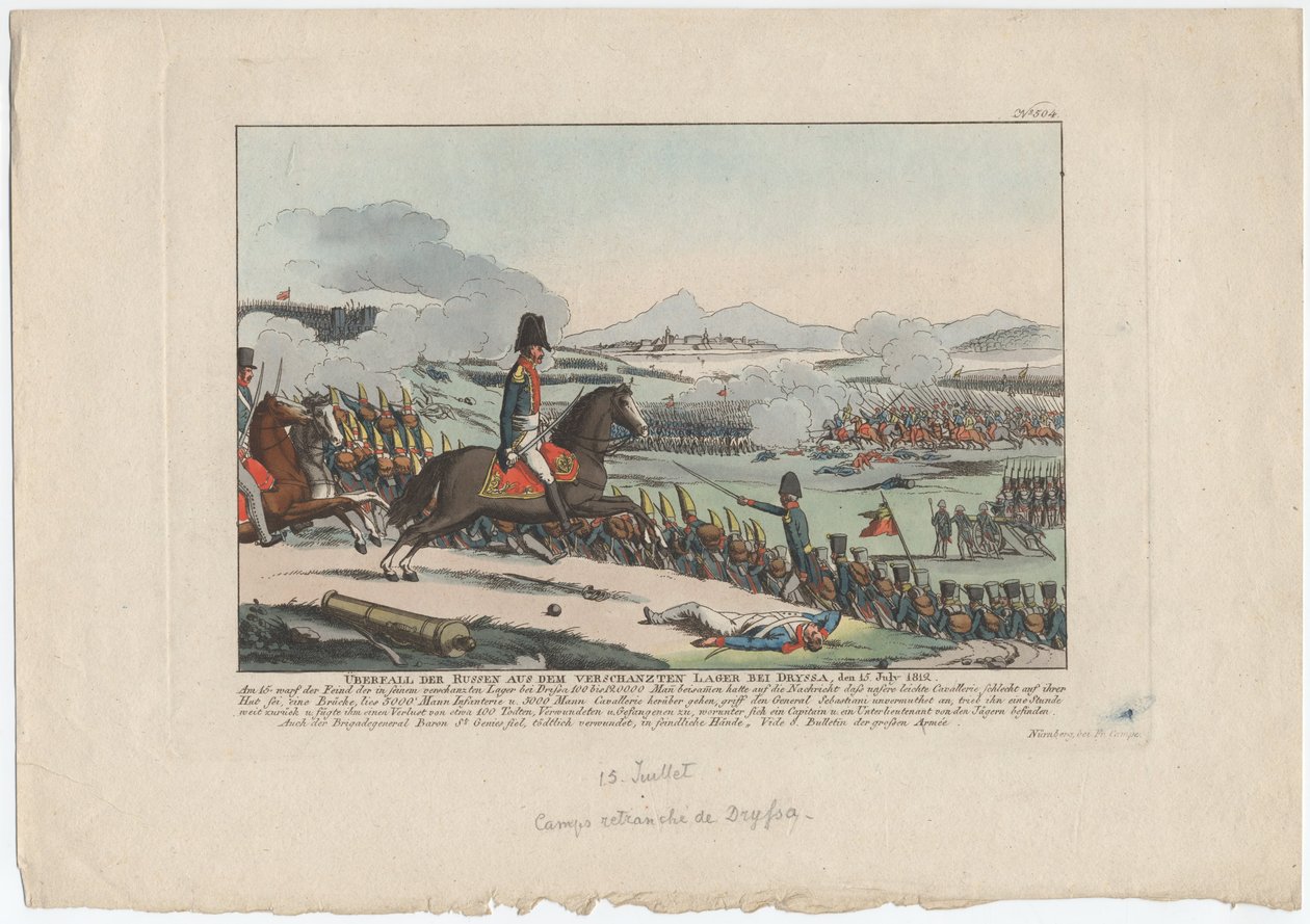 Ataque russo do campo entrincheirado em Dryssa em 15 de julho de 1812 de August Friedrich Andreas Campe