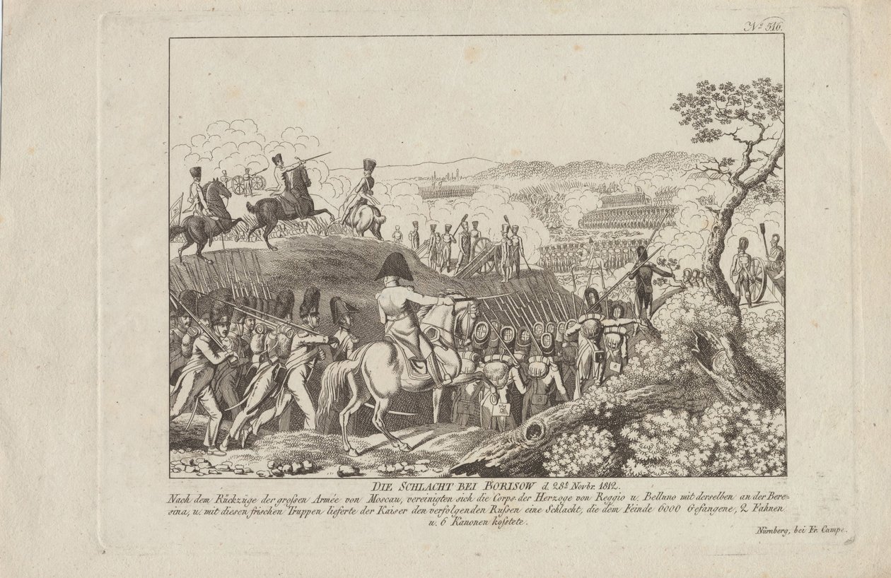 A Batalha de Borisov em 28 de novembro de 1812 de August Friedrich Andreas Campe