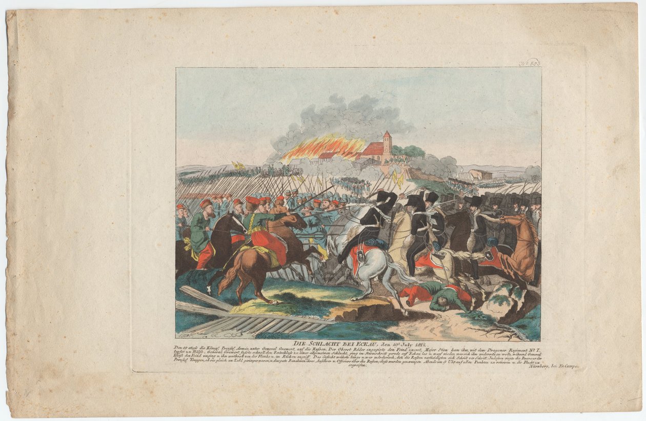 A Batalha de Eckau em 19 de julho de 1812 de August Friedrich Andreas Campe