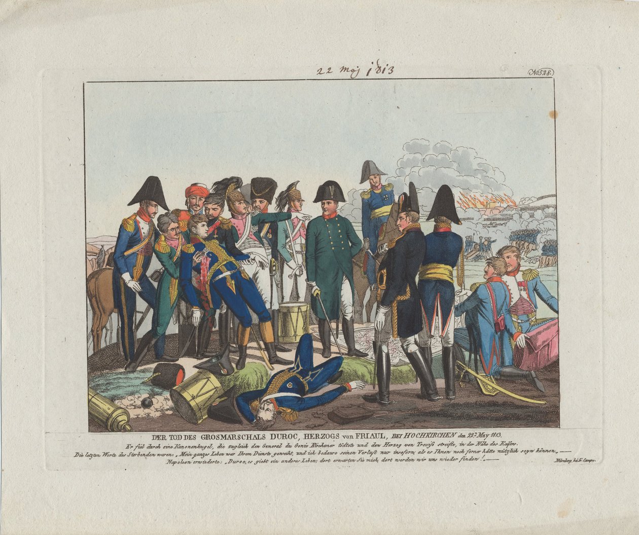 A morte do marechal Duroc em Hochkirchen em 22 de maio de 1813 de August Friedrich Andreas Campe