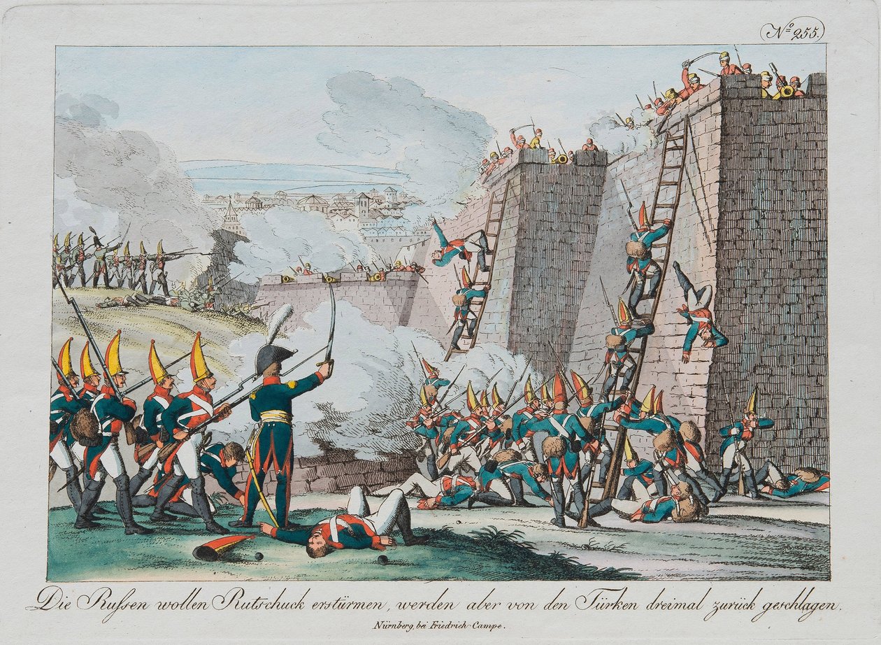 O cerco da fortaleza de Rutchuk, c. 1830 de August Friedrich Andreas Campe
