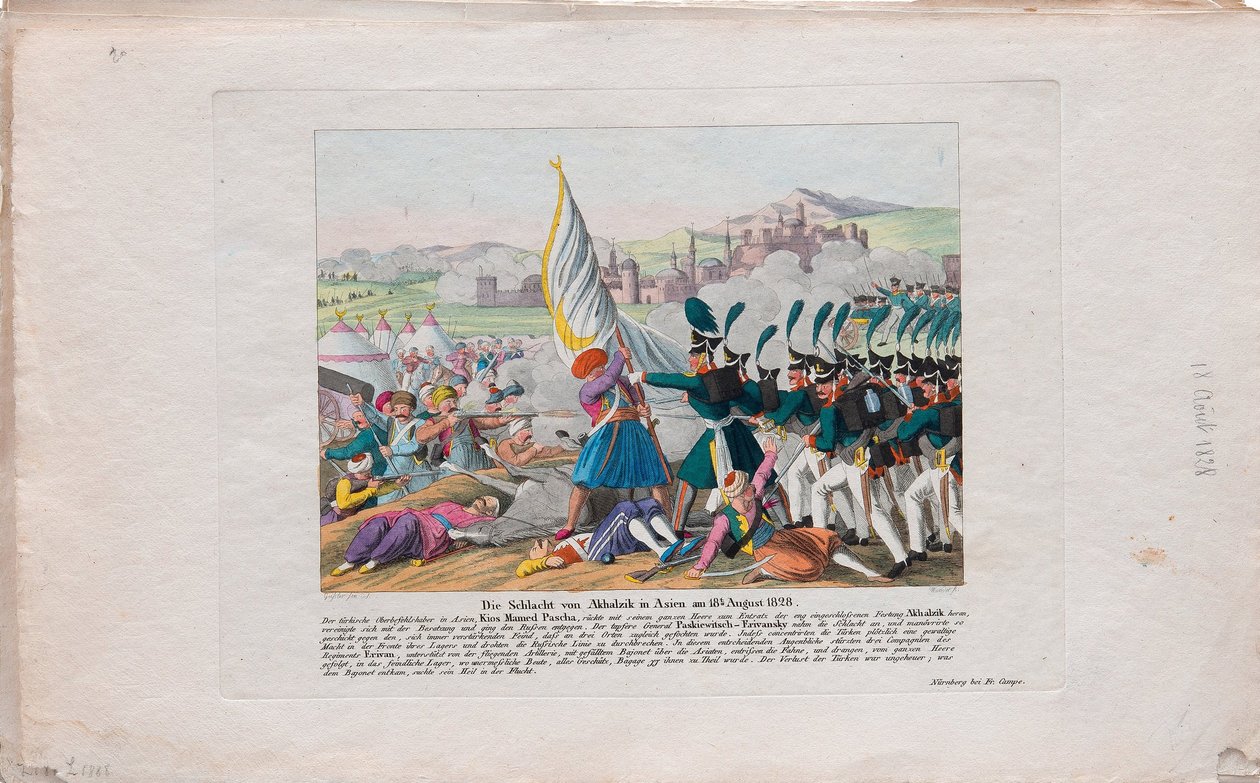 O assalto à fortaleza de Akhaltsikhe em 27 de agosto de 1828, c. 1830 de August Friedrich Andreas Campe