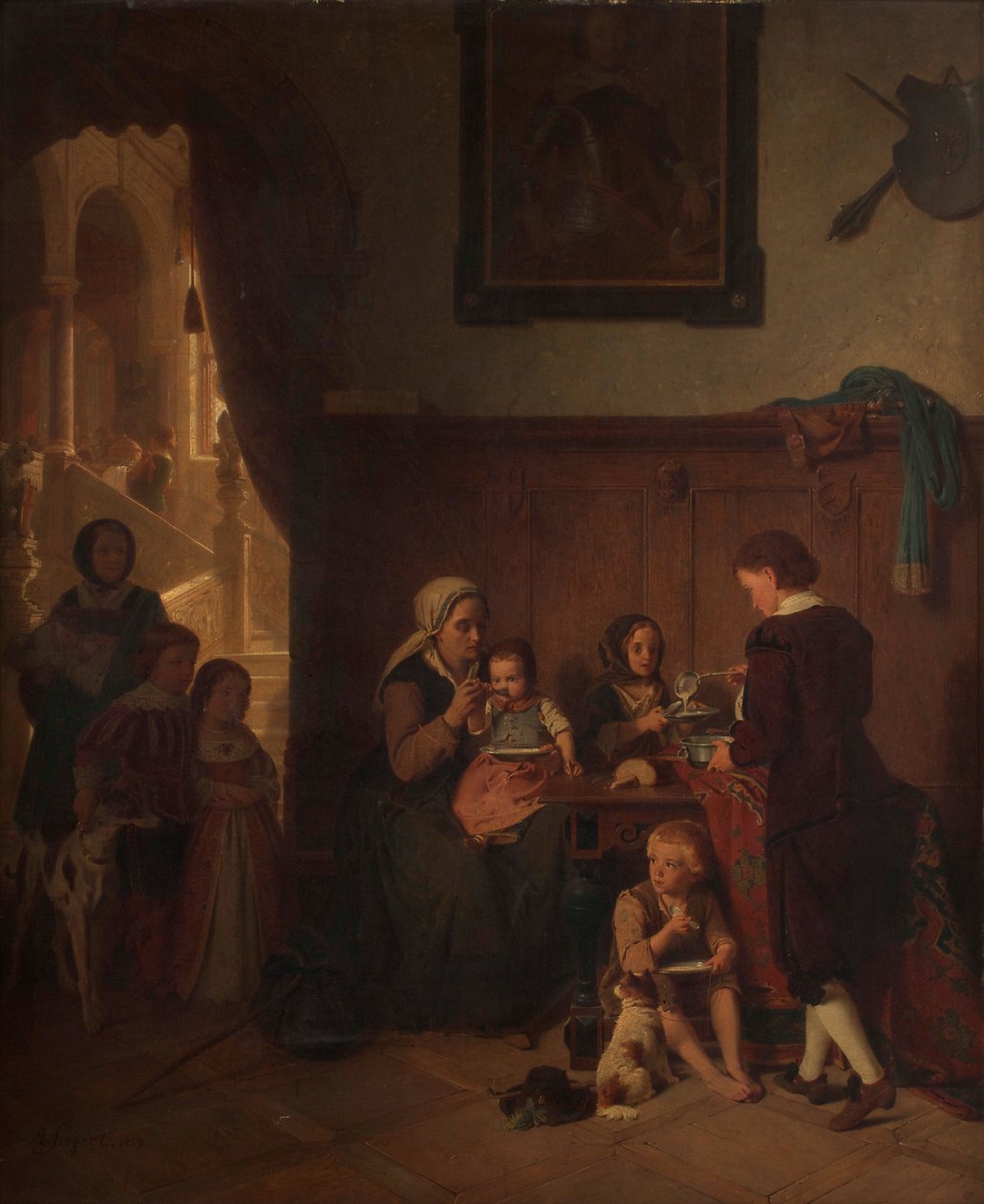 atendendo a uma família pobre de August Friedrich Siegert