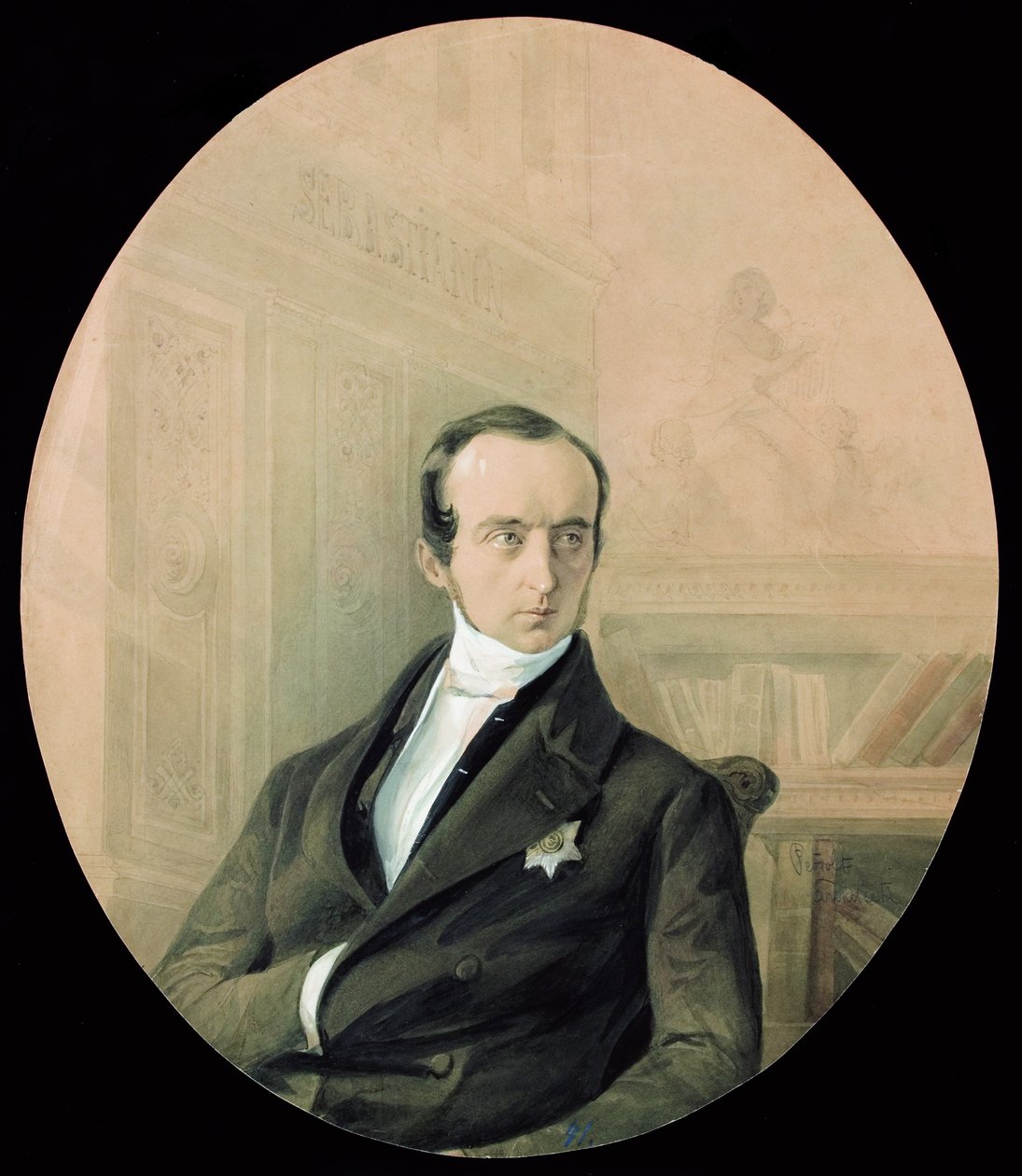 Retrato do príncipe Vladimir Fyodorovich Odoyevsky 1803-1869, final da década de 1840. de August Friedrichovich Petzold