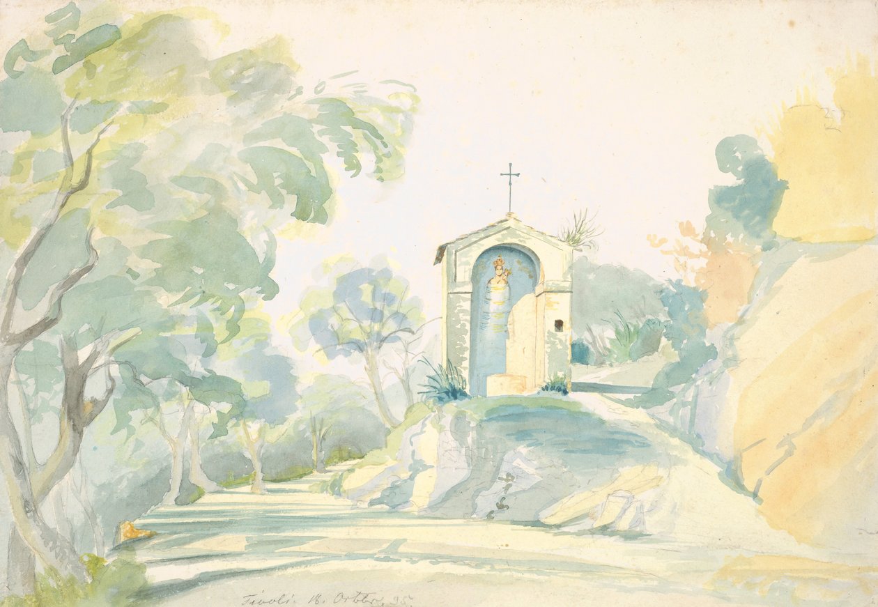 Uma Capela à beira da estrada perto de Tivoli, 1835. de August Georg Friedrich Lucas