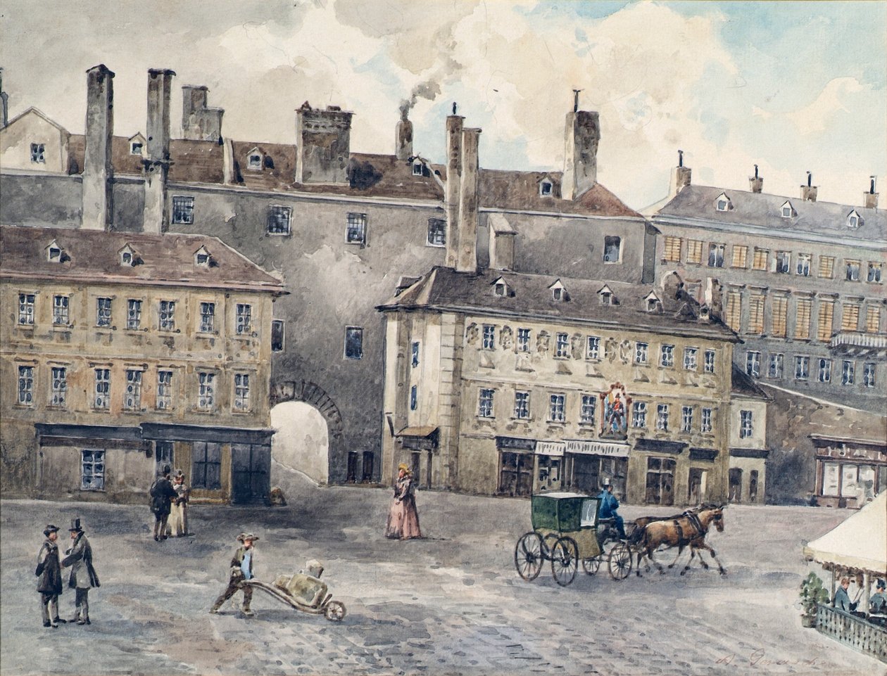 A Albertinaplatz com a Casa Andreas Hofer em Viena de August Gerasch