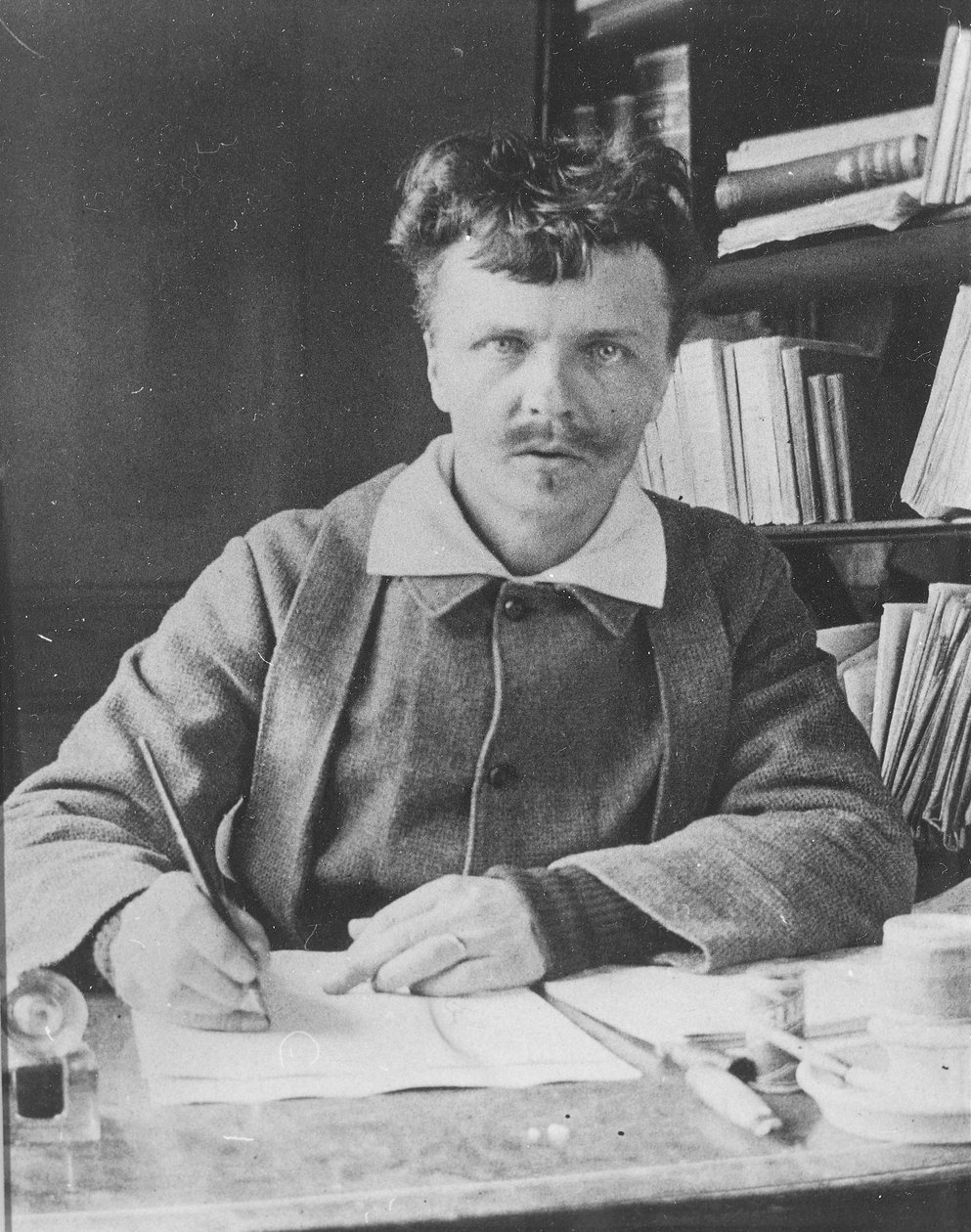 Auto-retrato em seu estudo na Gersau de August Johan Strindberg