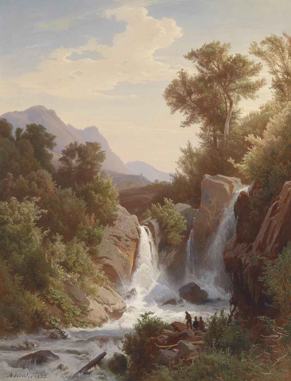 Pescador na cachoeira de August Kessler