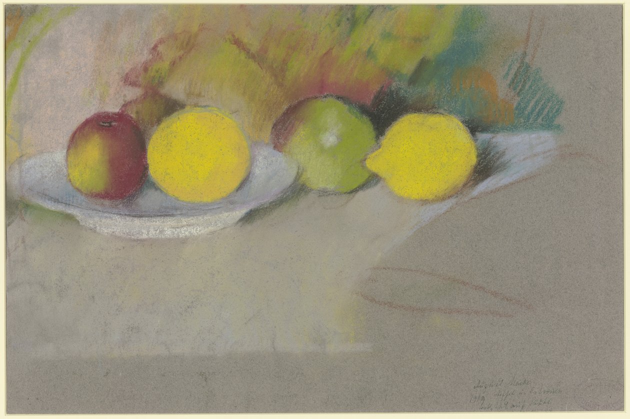 Maçãs e limões, c.1909-10 (pastel sobre papel) de August Macke