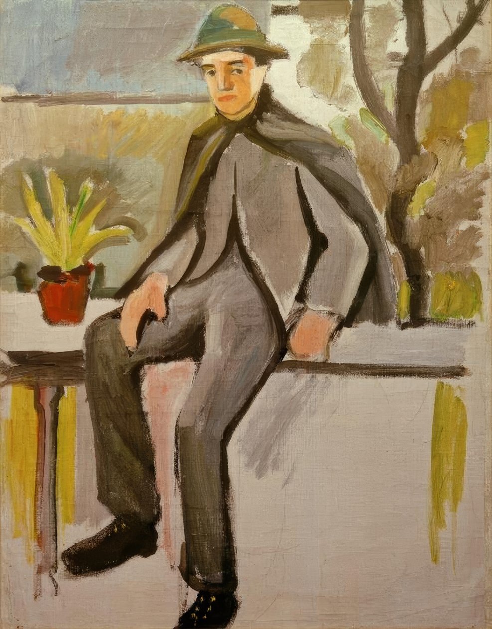 Rapaz camponês na varanda de August Macke
