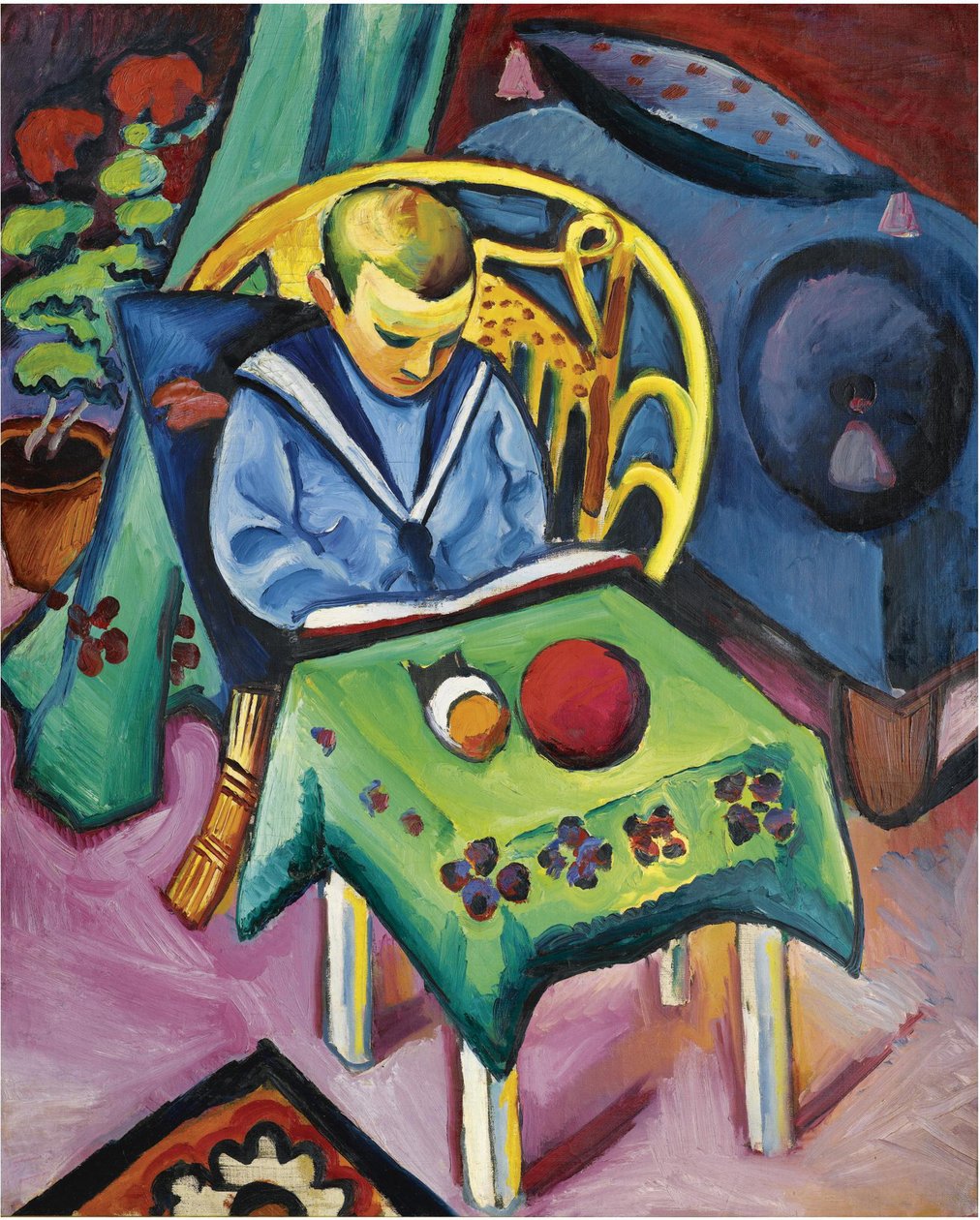 Menino com livro e brinquedos, 1912 de August Macke