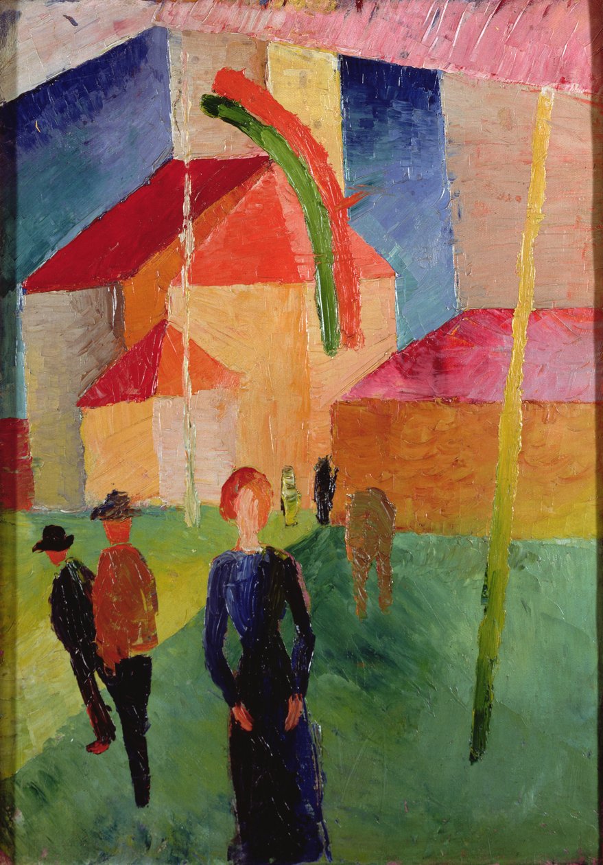 Igreja decorada com bandeiras (óleo sobre tela) de August Macke