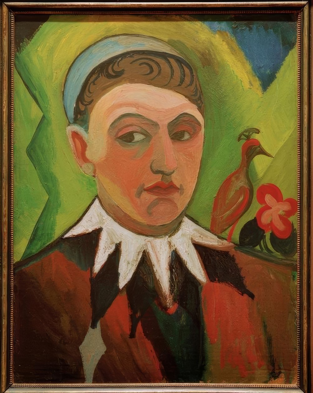 Palhaço, auto-retrato caricaturado de August Macke