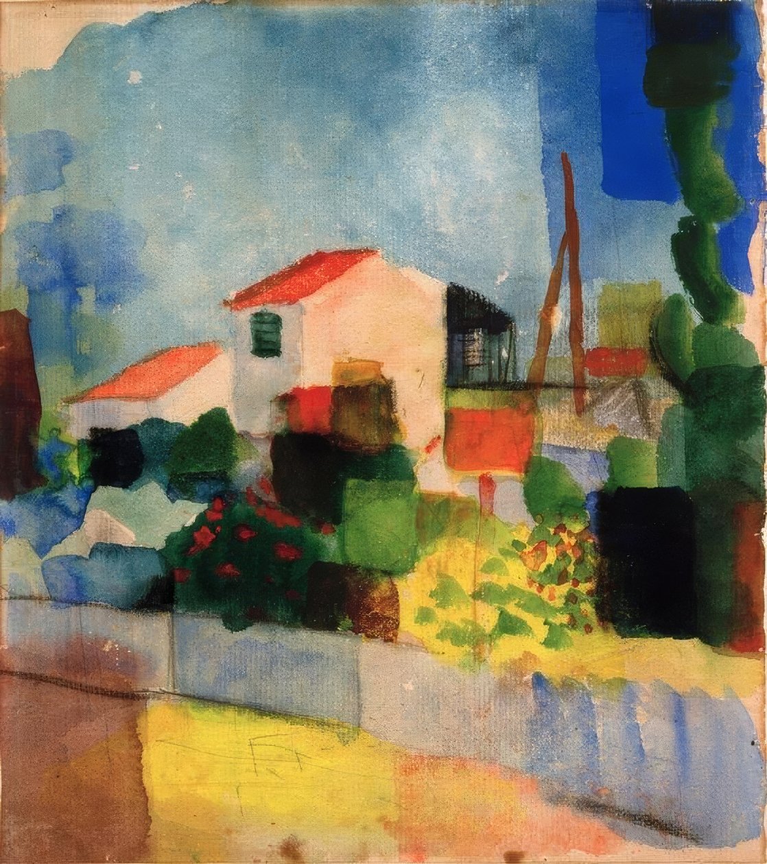 A casa brilhante (1ª versão) de August Macke