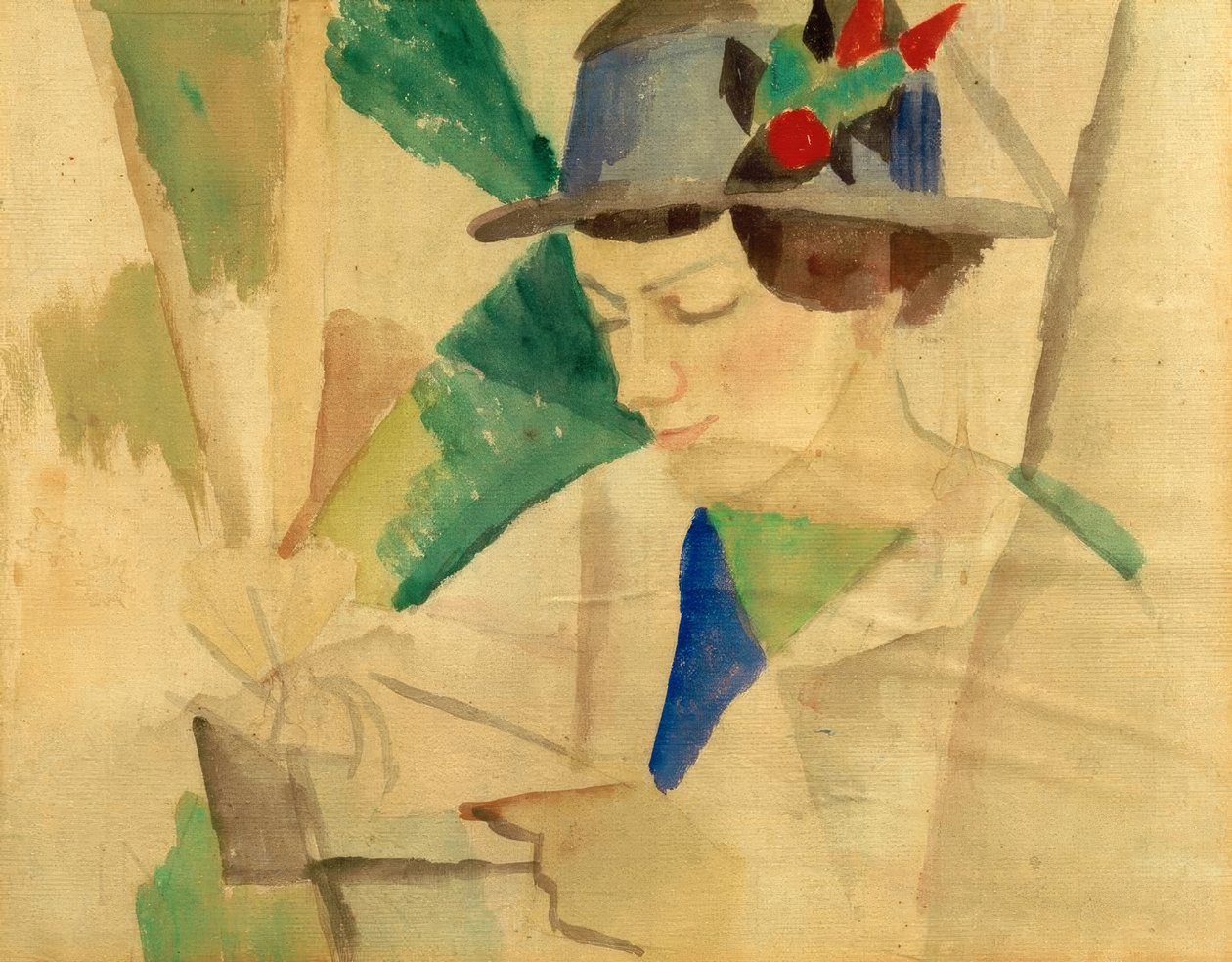 A esposa do pintor, lendo de August Macke