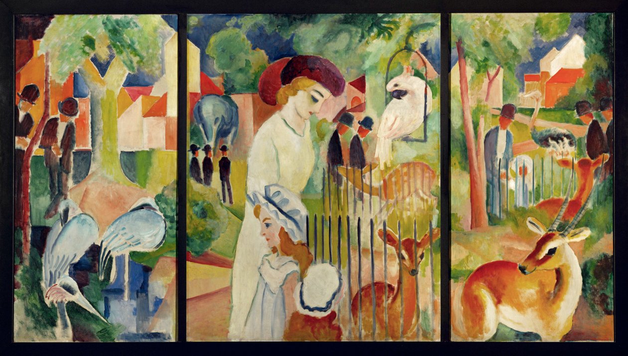 Grande jardim zoológico ... (óleo sobre tela) de August Macke