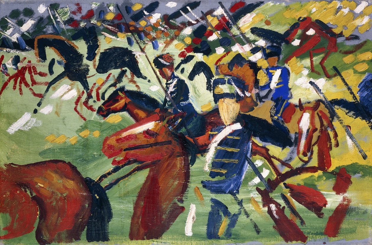 Partida dos Hussardos, 1913 de August Macke