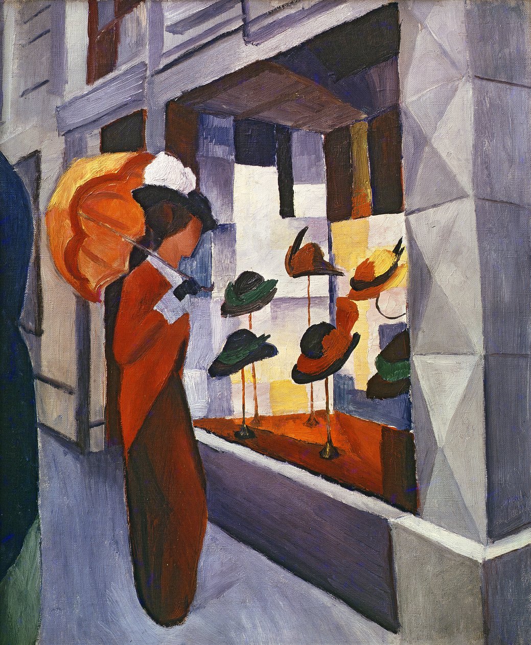 Em frente à loja de chapéus, 1914 de August Macke