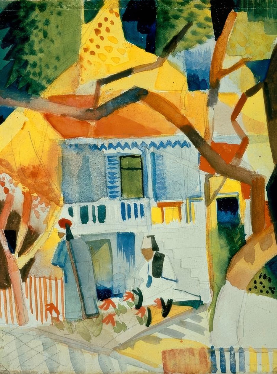 Pátio da casa de campo em St. Germain de August Macke