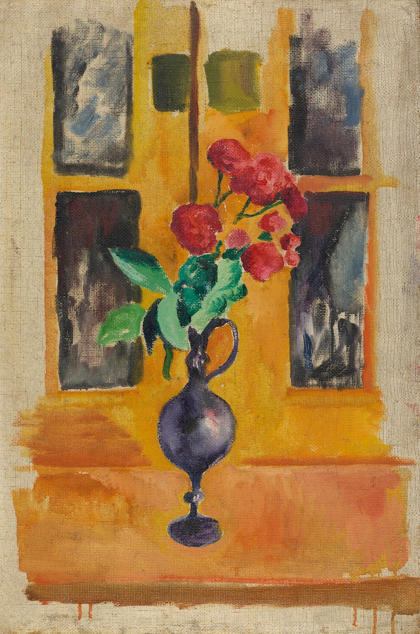 Rosas japonesas em vidro azul de August Macke