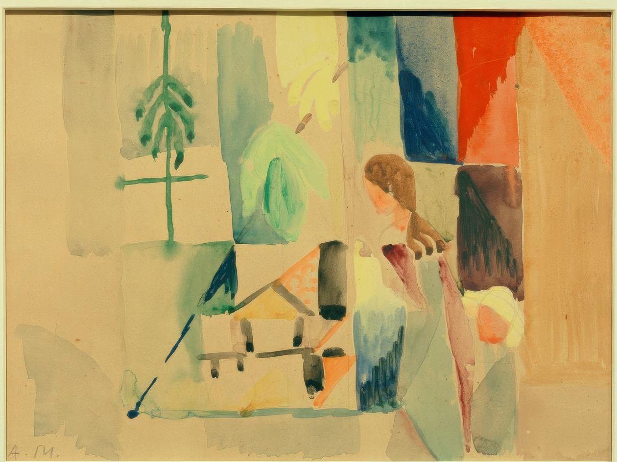 Crianças na loja de vegetais II de August Macke