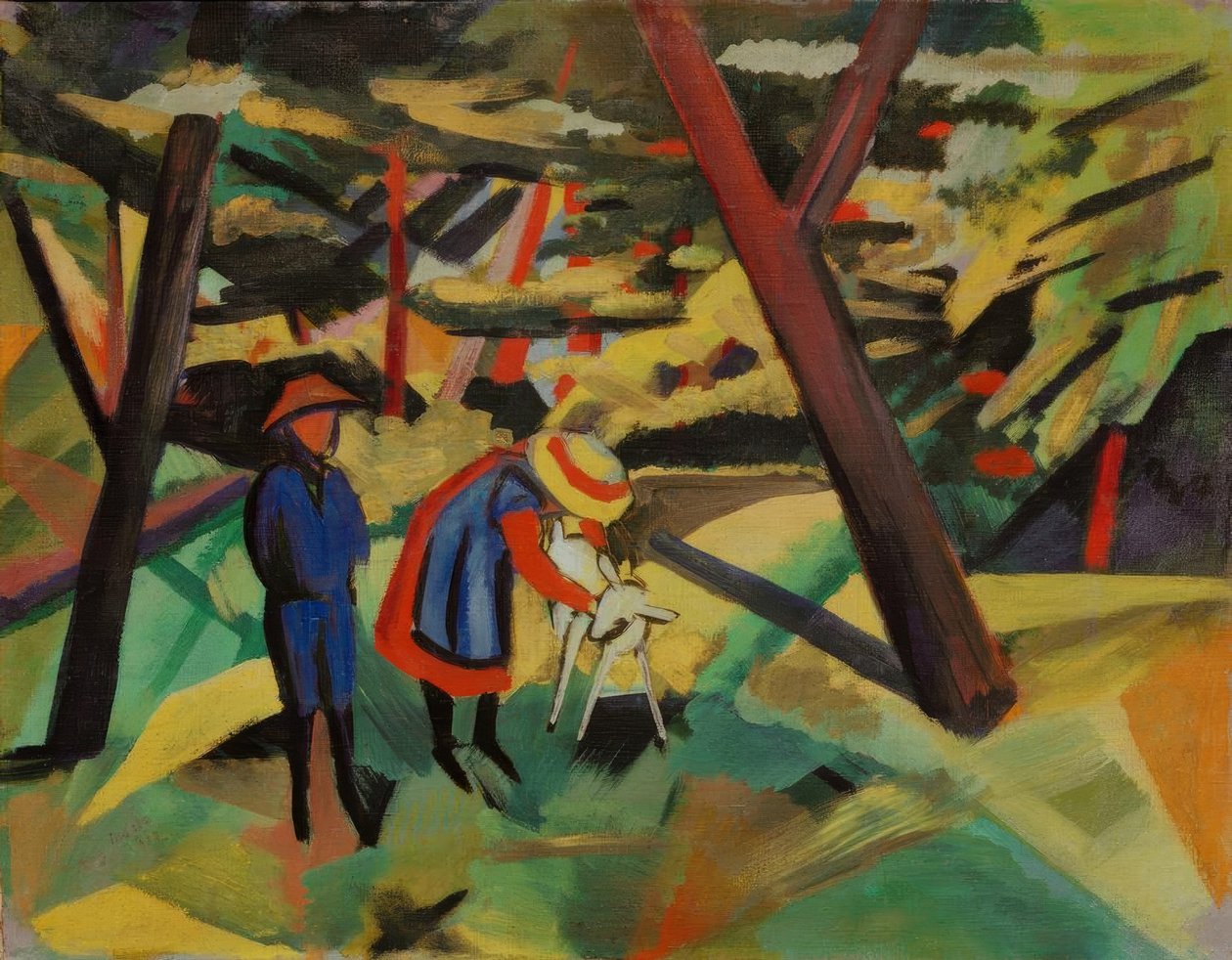 Crianças com cabra na floresta de August Macke