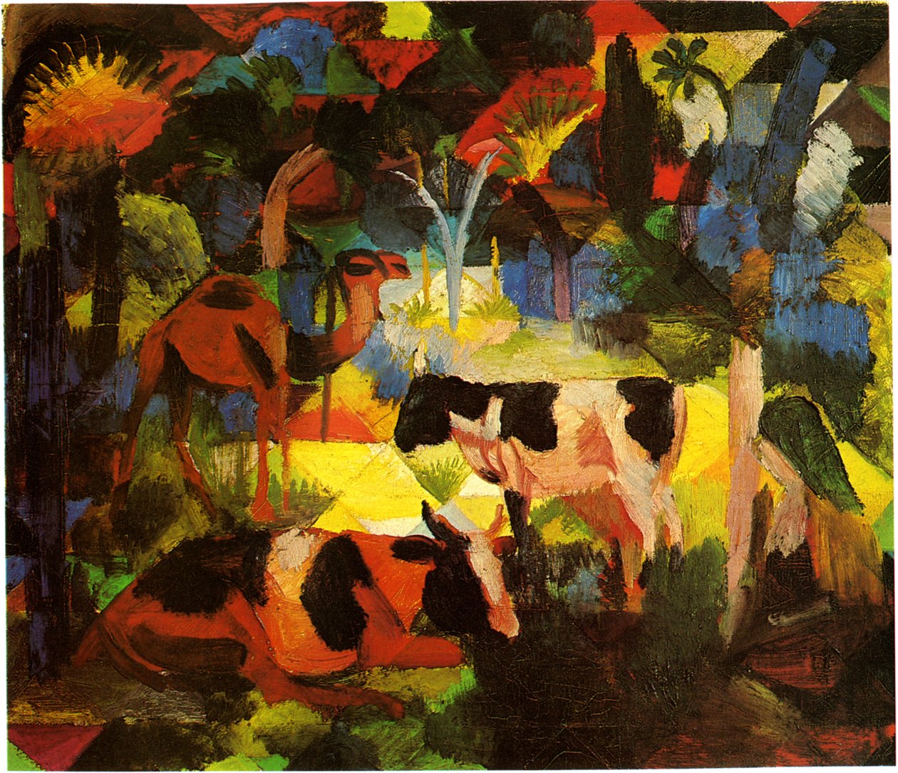 Macke paisagem-vaca-camelo de August Macke