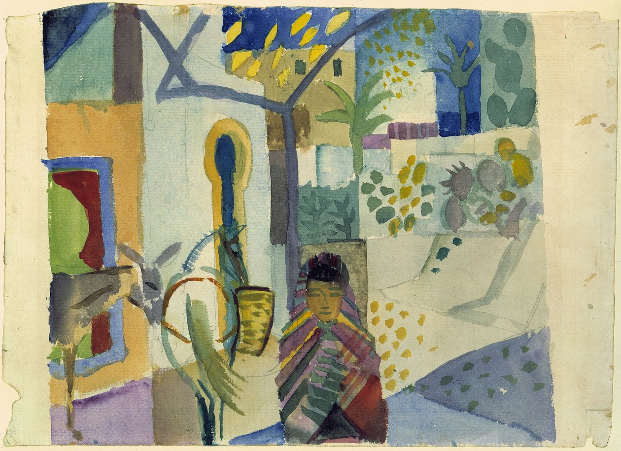 Rapariga com cavalo e burro de August Macke