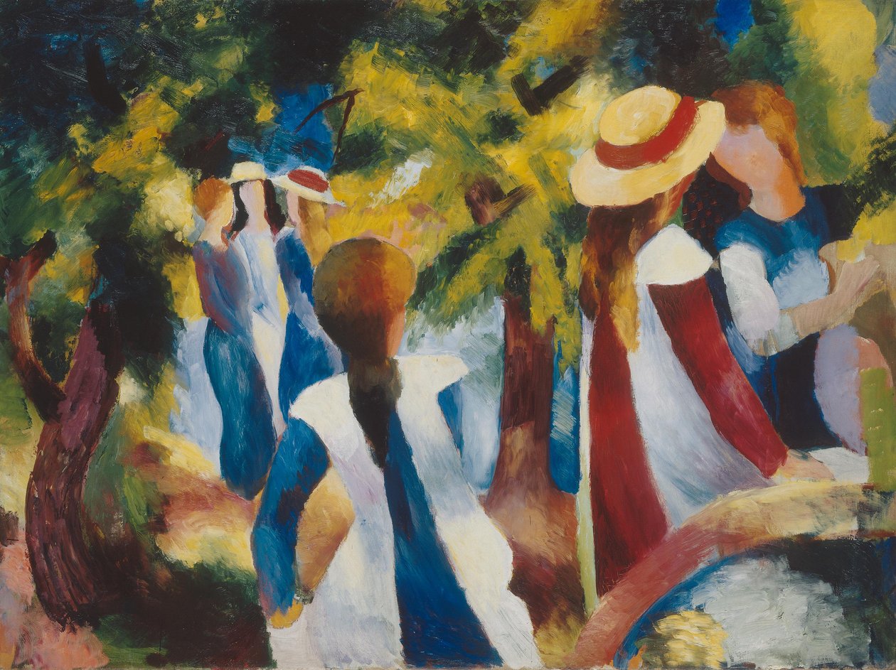 Rapariga sob as árvores de August Macke