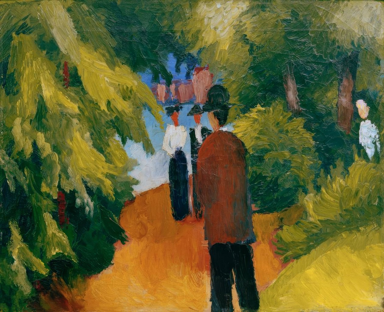 Parque na água (homem no parque) de August Macke