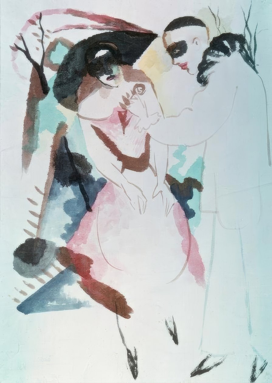 Pierrot e senhora de August Macke