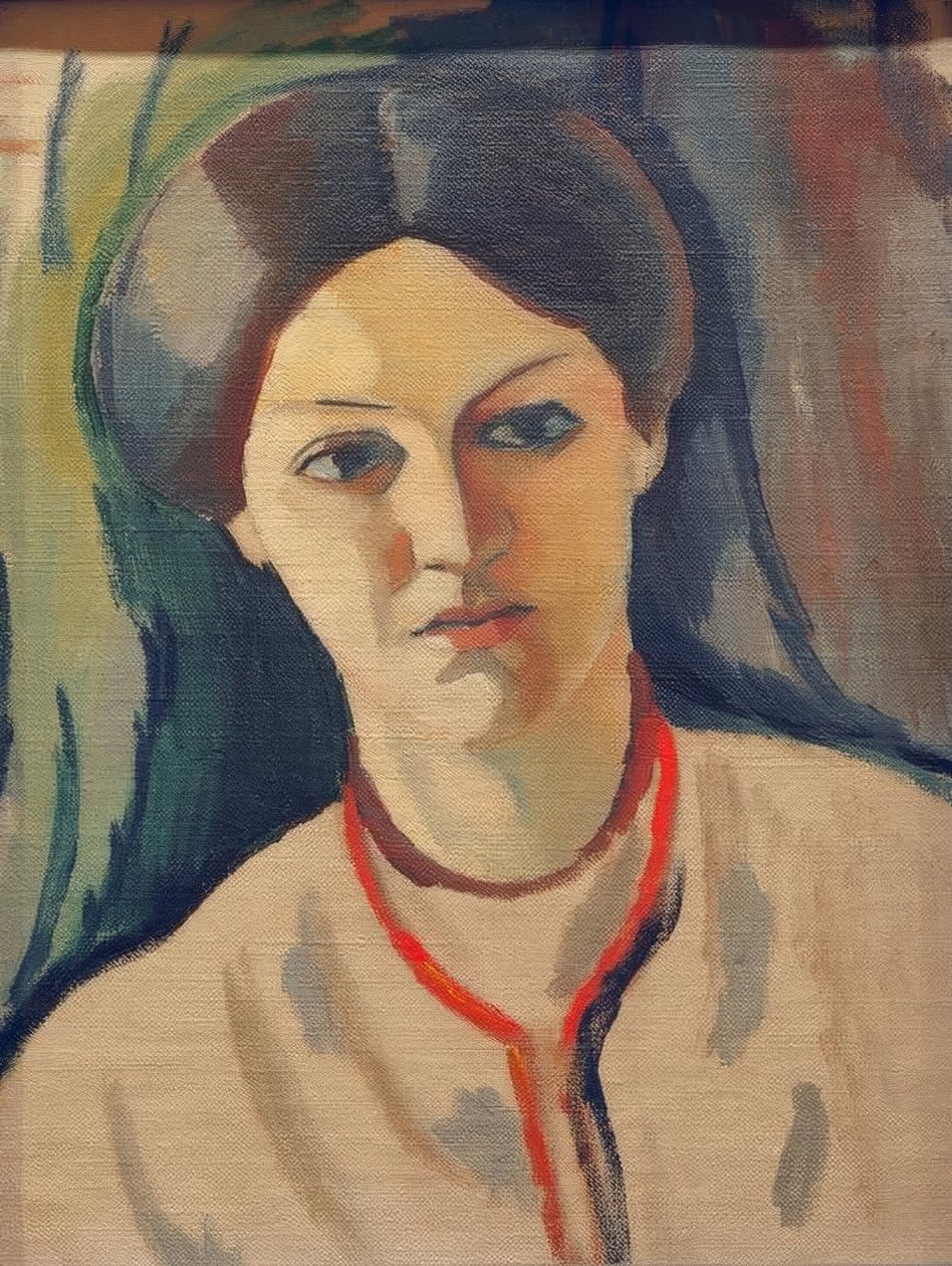 Cabeça de retrato da esposa do artista de August Macke
