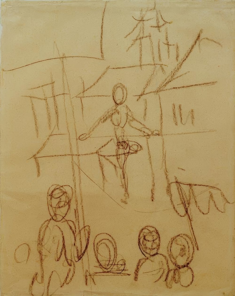 Acrobat no mercado de August Macke