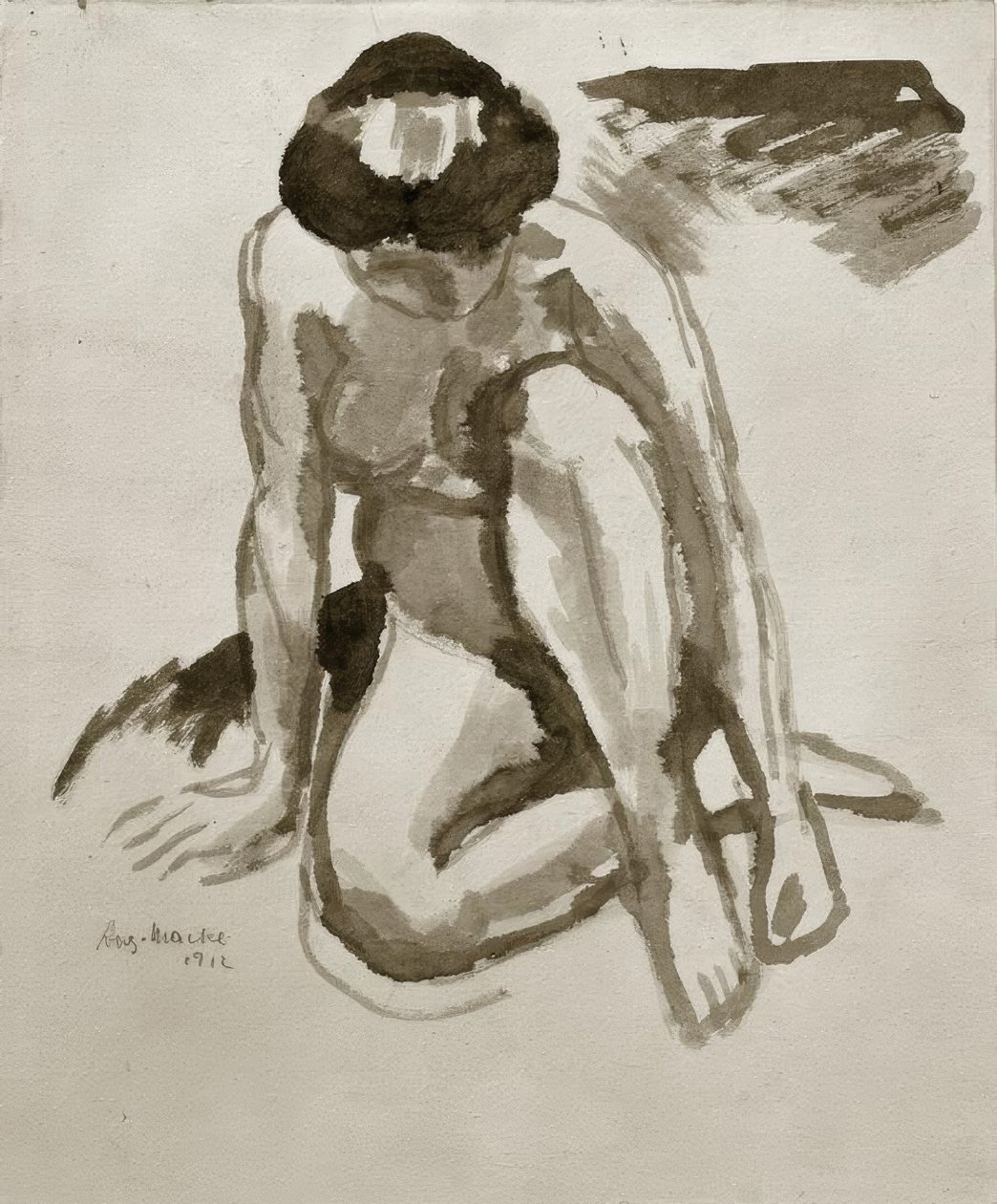 Ato sentado, curvado de August Macke