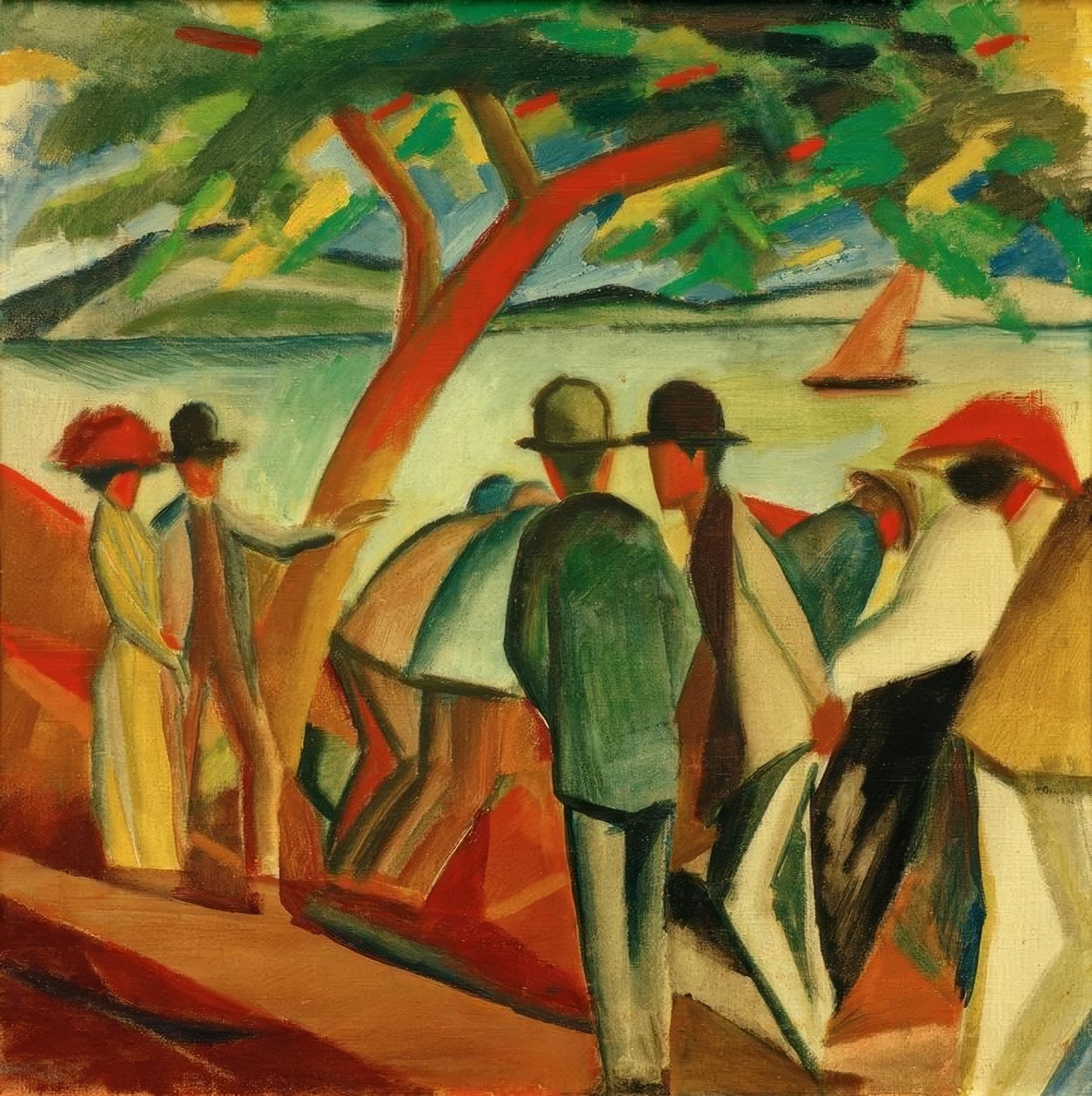 Caminhantes no lago de August Macke