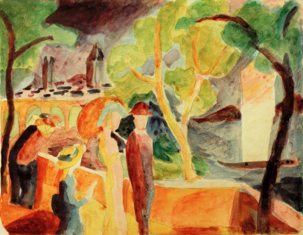 Caminhantes no lago de August Macke
