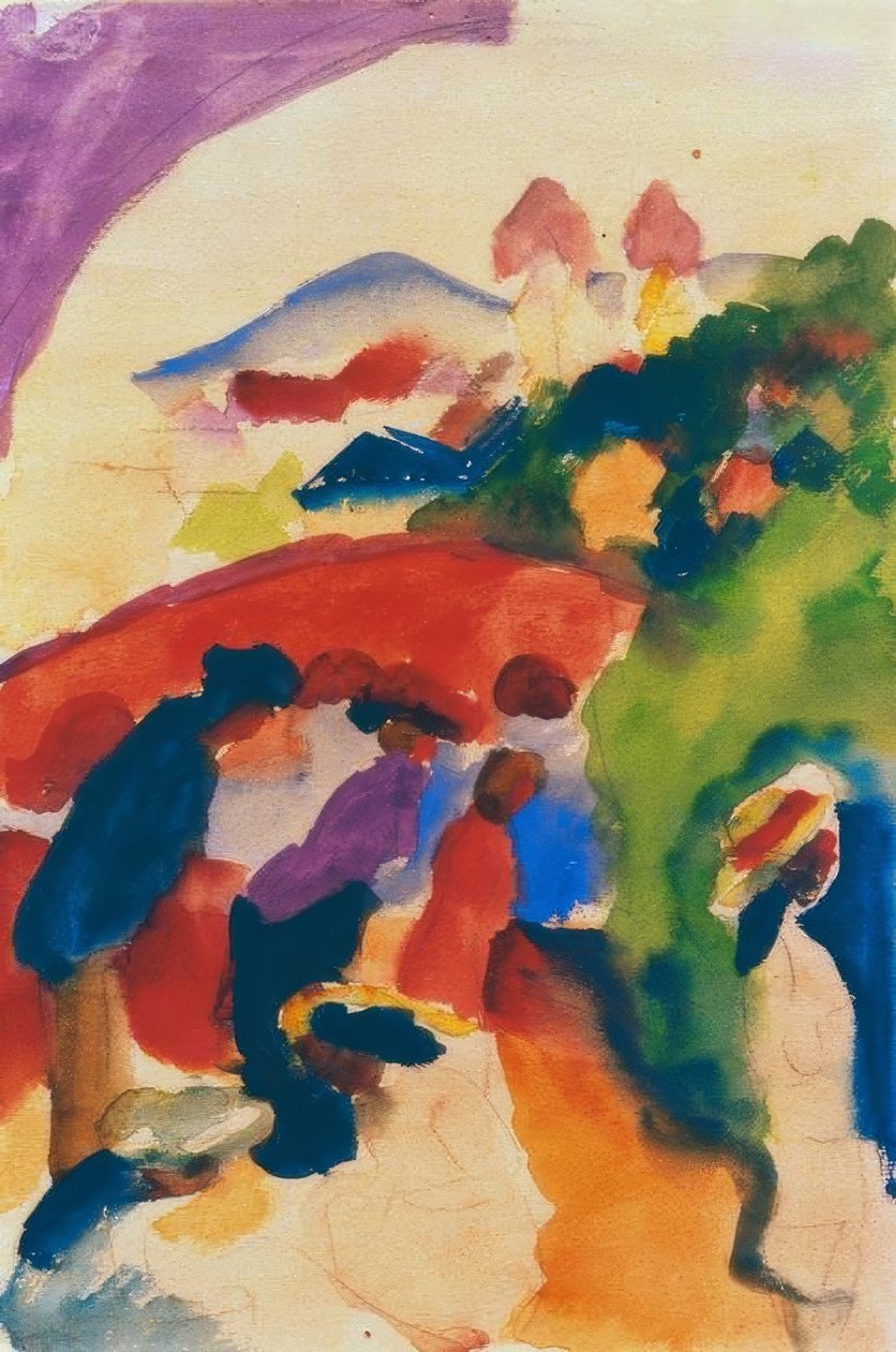 Carrinho com cidade de August Macke