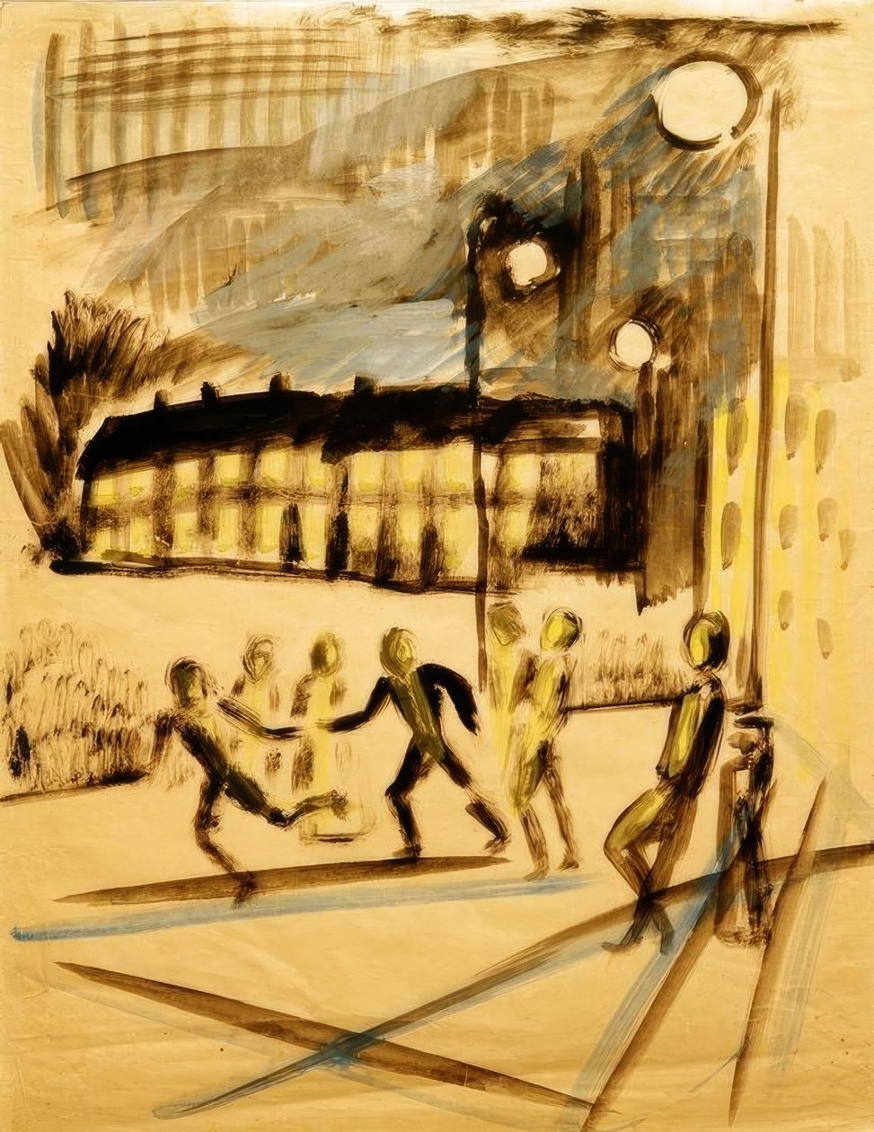 Crianças brincando à noite de August Macke