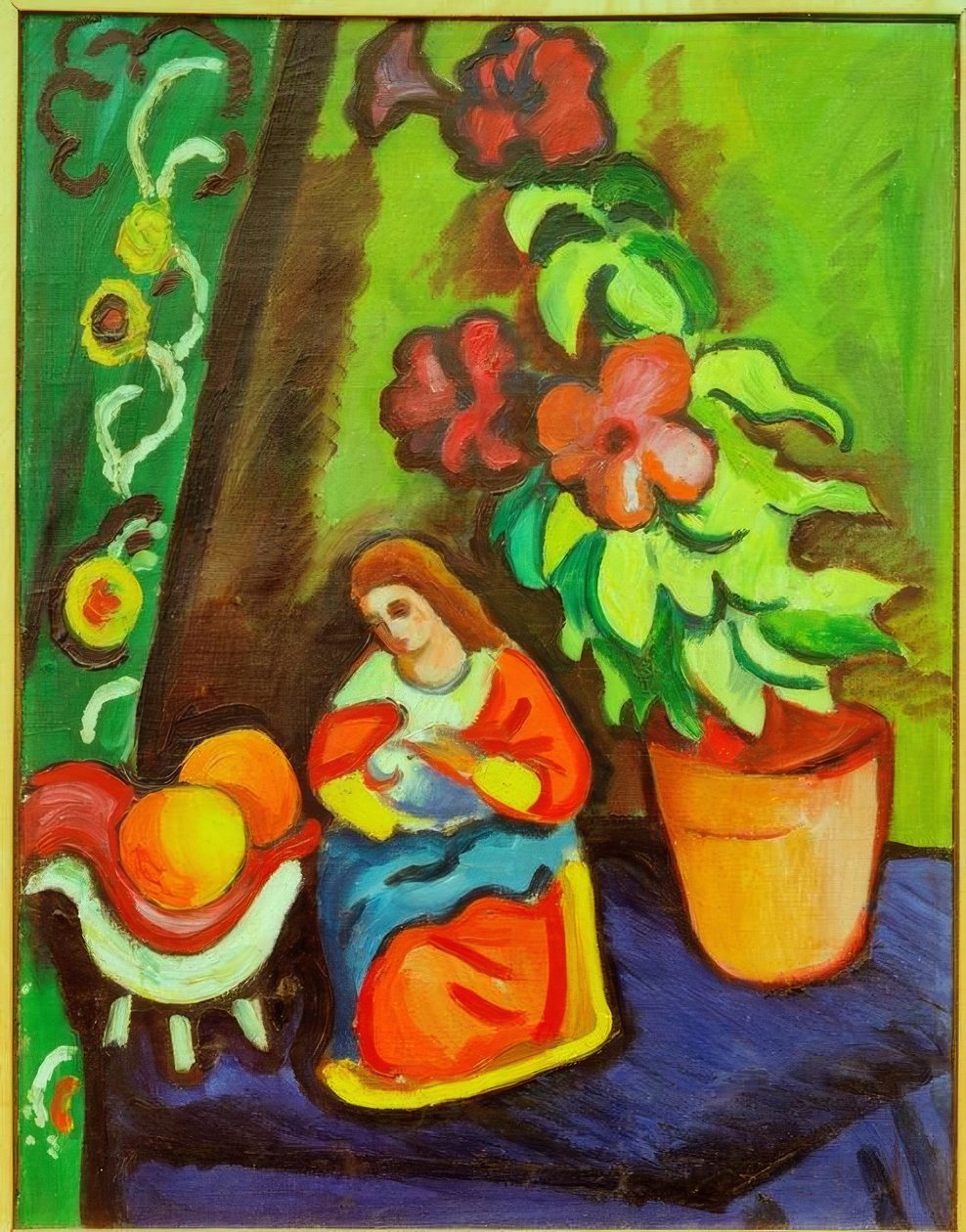 Natureza morta com Madonna, petúnia e maçãs de August Macke