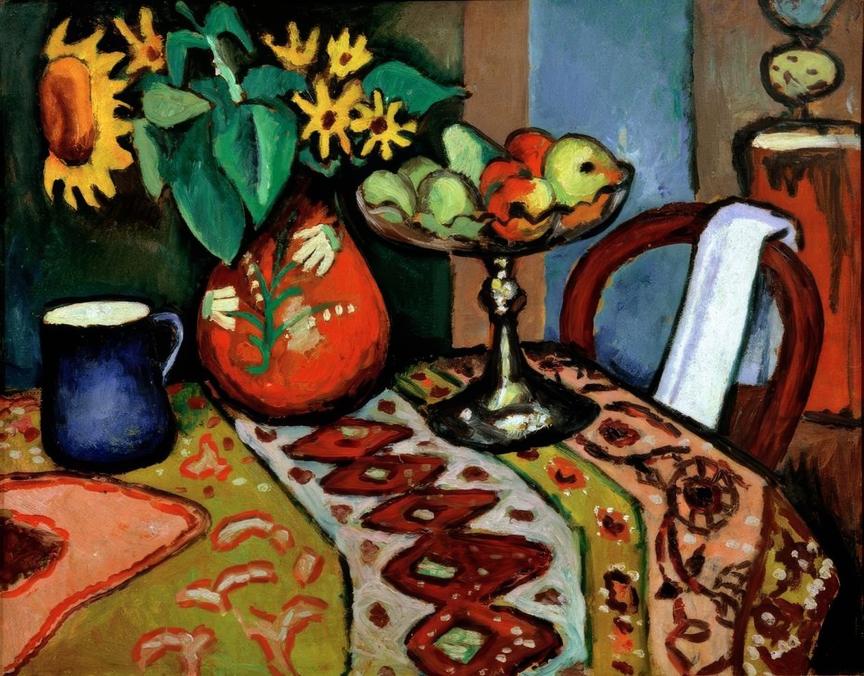 Ainda vida com girassóis eu de August Macke