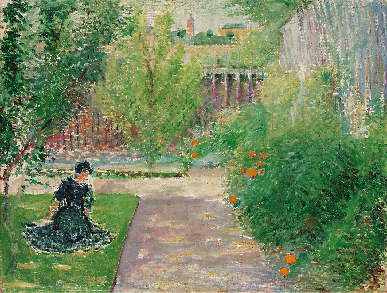 Jardim ensolarado, 1908 de August Macke