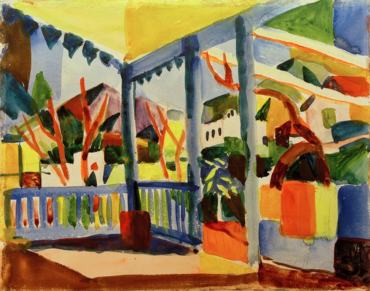 Terraço da casa de campo em St. Germain de August Macke