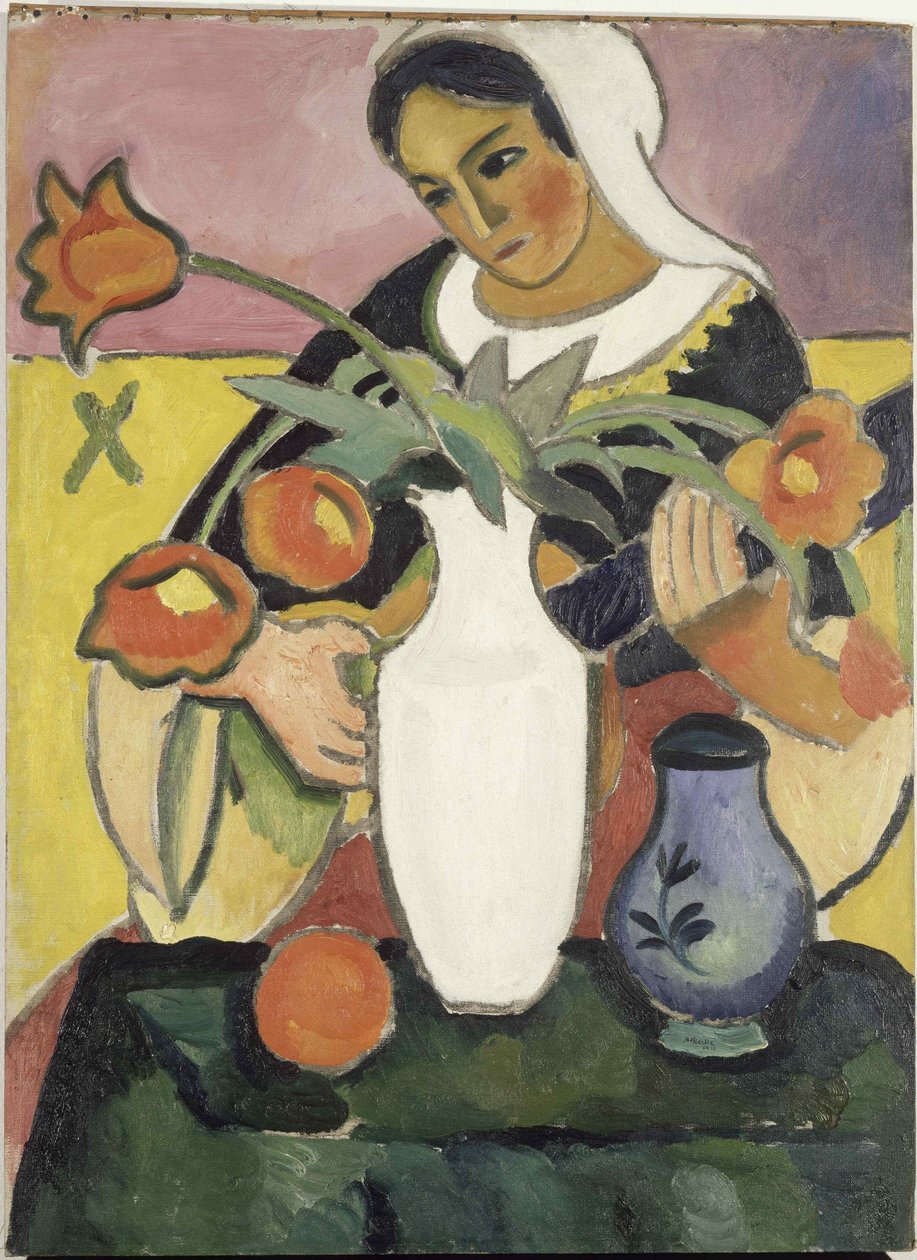 O jogador do alaúde, 1910. de August Macke