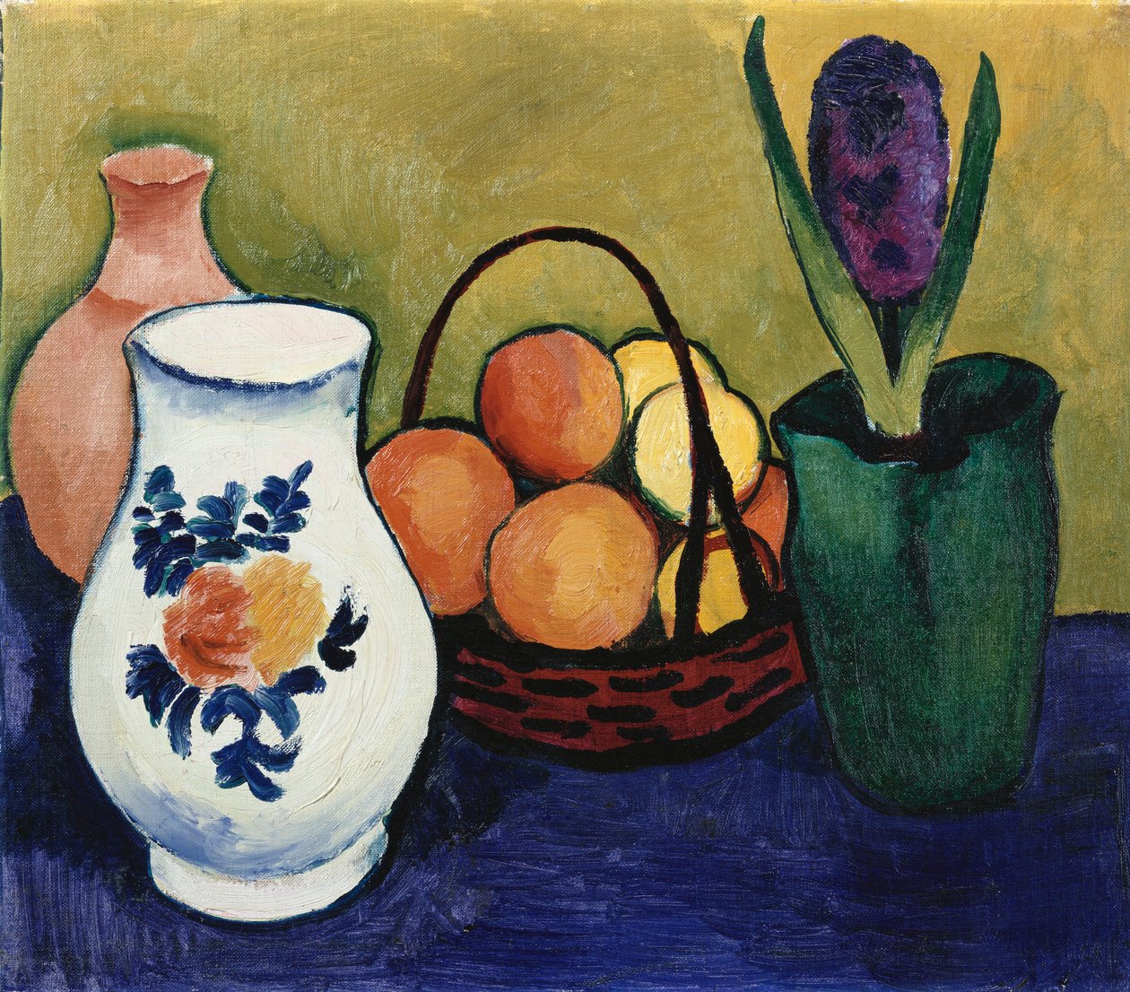 O jarro branco com flores e frutas, 1910 de August Macke