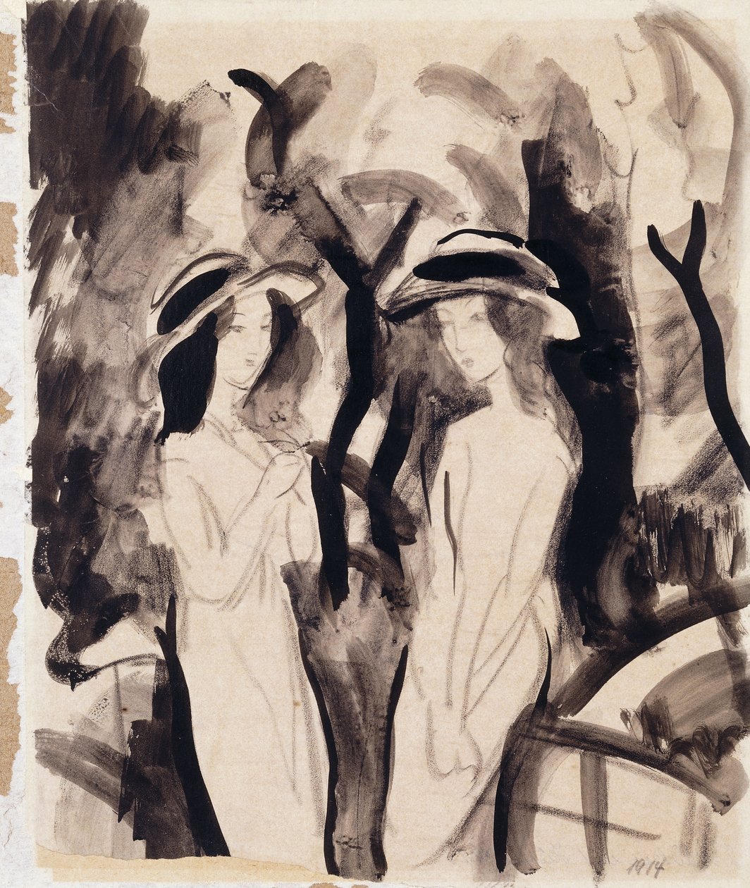 Duas garotas; Duas meninas, 1914 de August Macke