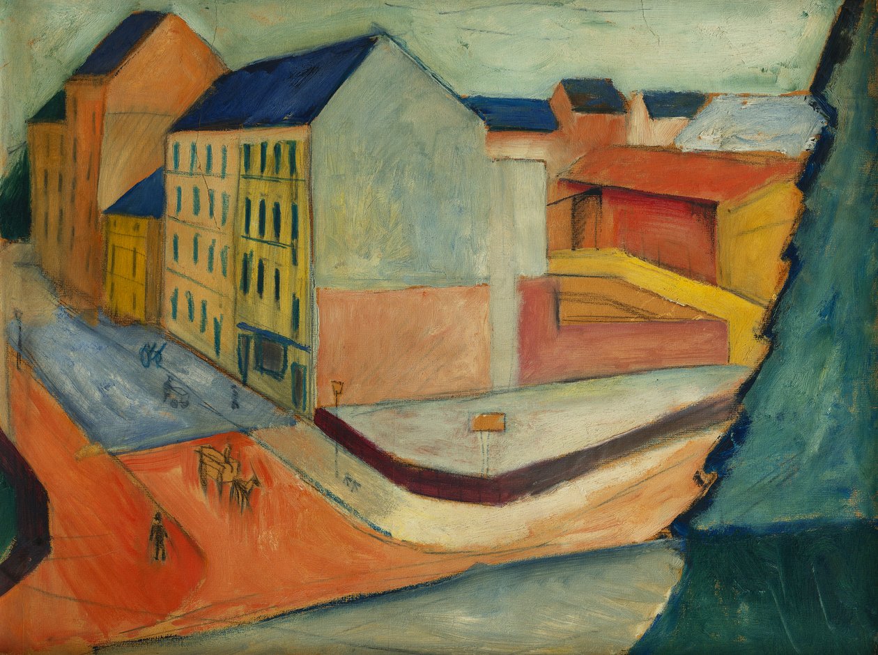 Nossa rua com pista de equitação, Bonn, 1913 de August Macke