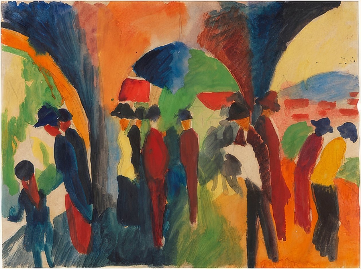 Sob os mandris de Thun (um motivo de andador). 1913 de August Macke