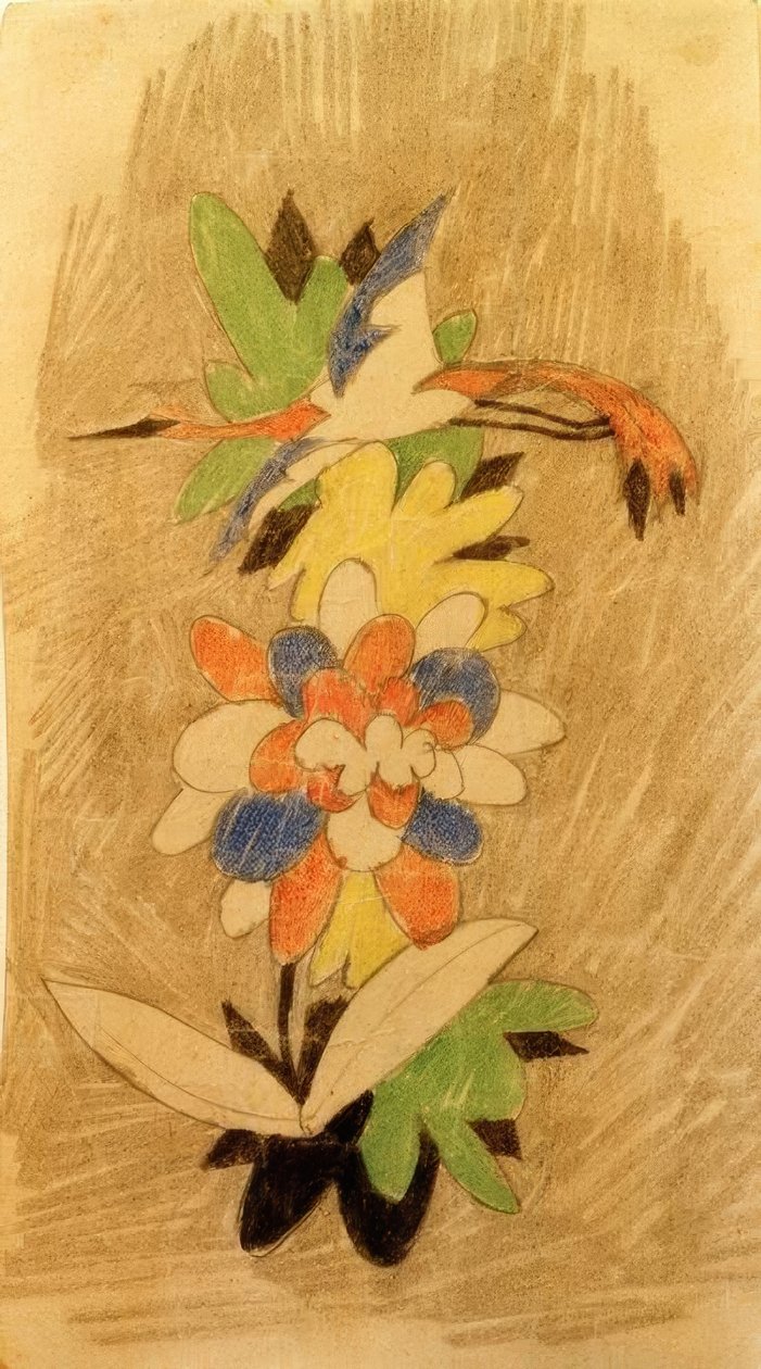 Pássaro em flores de August Macke