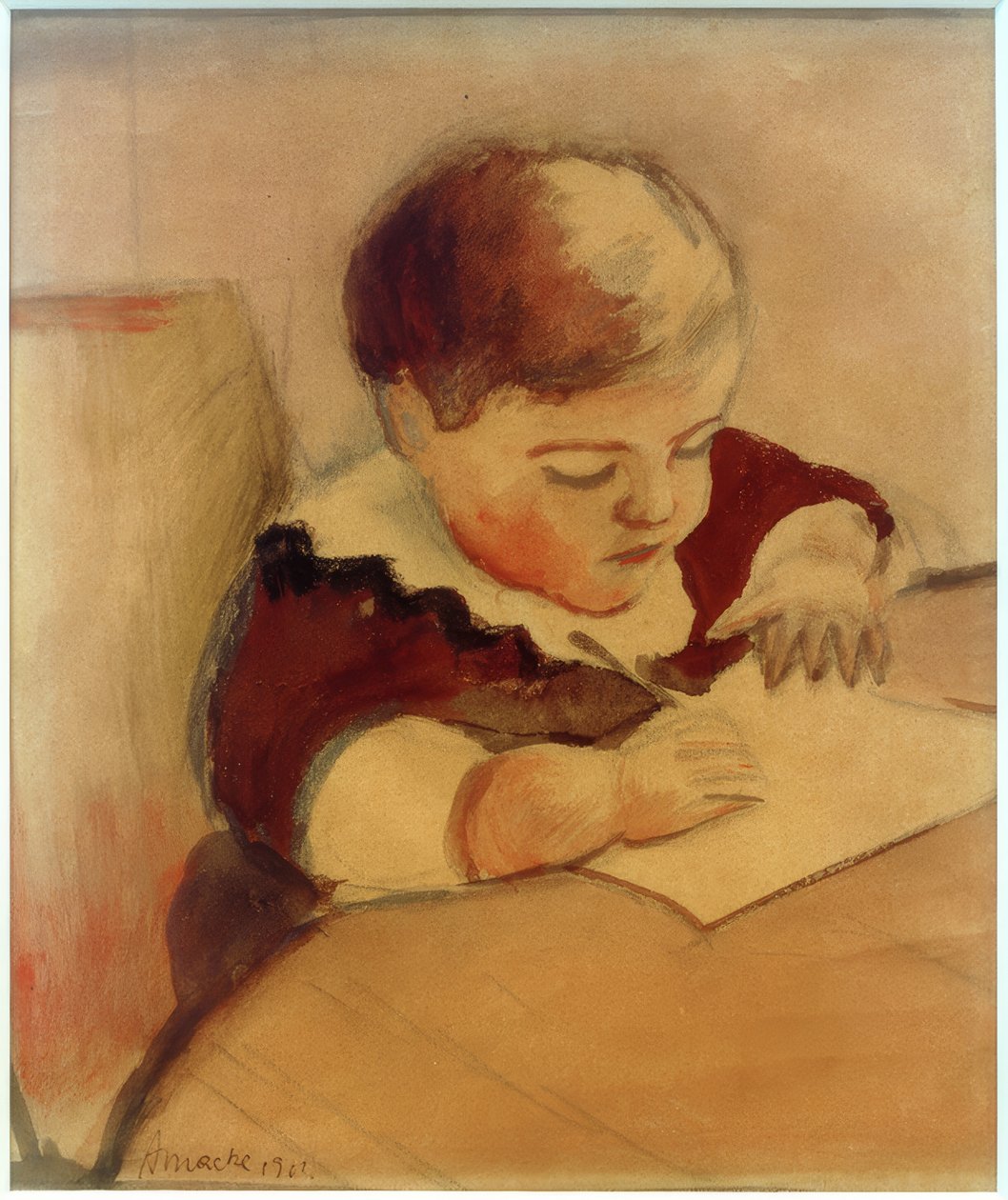 Walter, pintando à mesa de August Macke